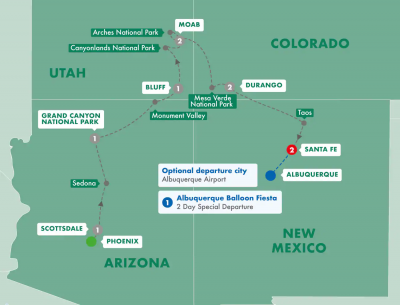 Map showing the Tour regions